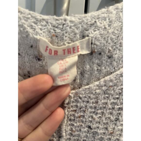 For Thee Womens Size L Waffle Knit V-neck Sweater beige - Picture 3 of 7